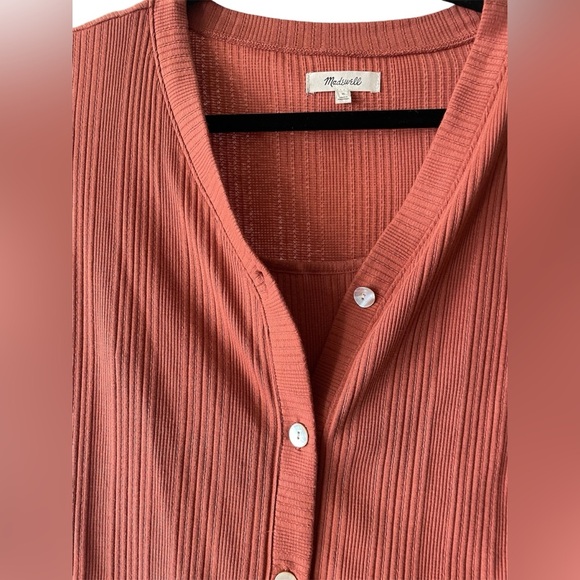 Madewell Pointelle Cardigan Twin Set Afterglow Red Size Small - Picture 4 of 7